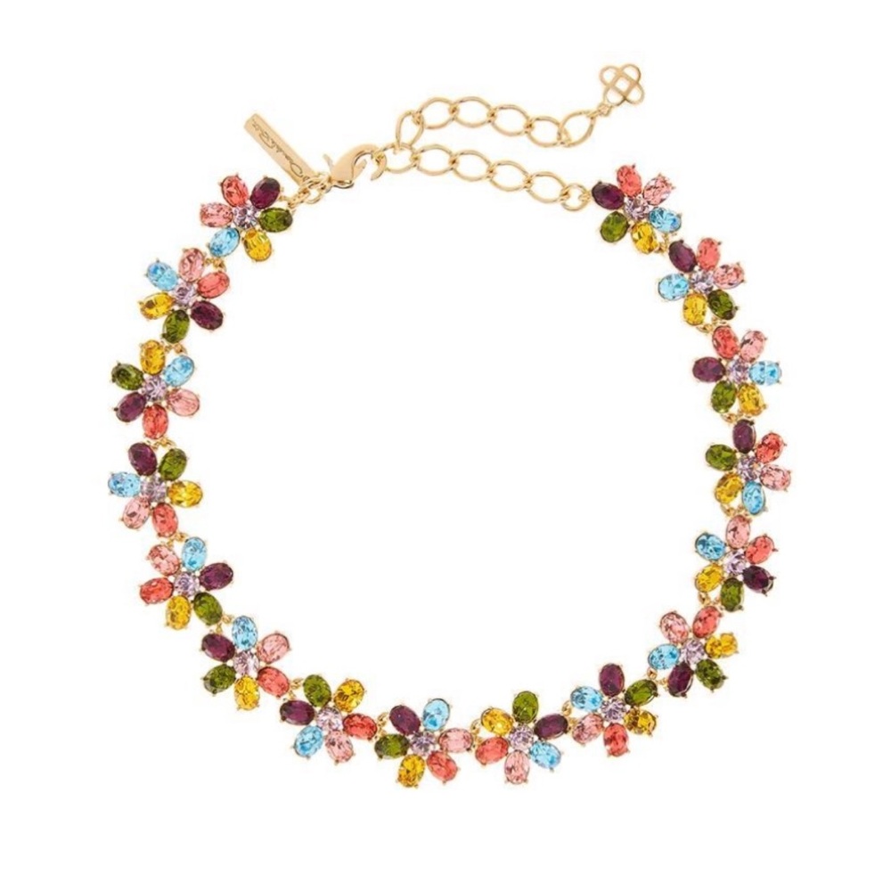 OSCAR DE LA RENTA 
Multi Floral Crystal Necklace